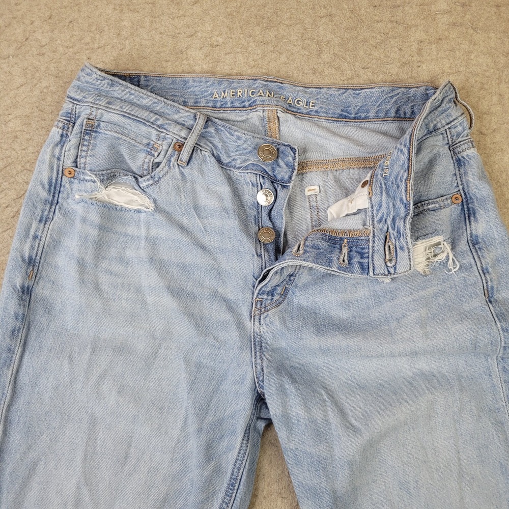 American Eagle Outfitters Jeans Size 8 Tomgirl Button Fly Distressed Light Wash - Picture 2 of 9